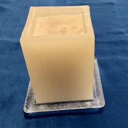 Square Pillar Candle and Frosted Glass Rimmed Plate Set