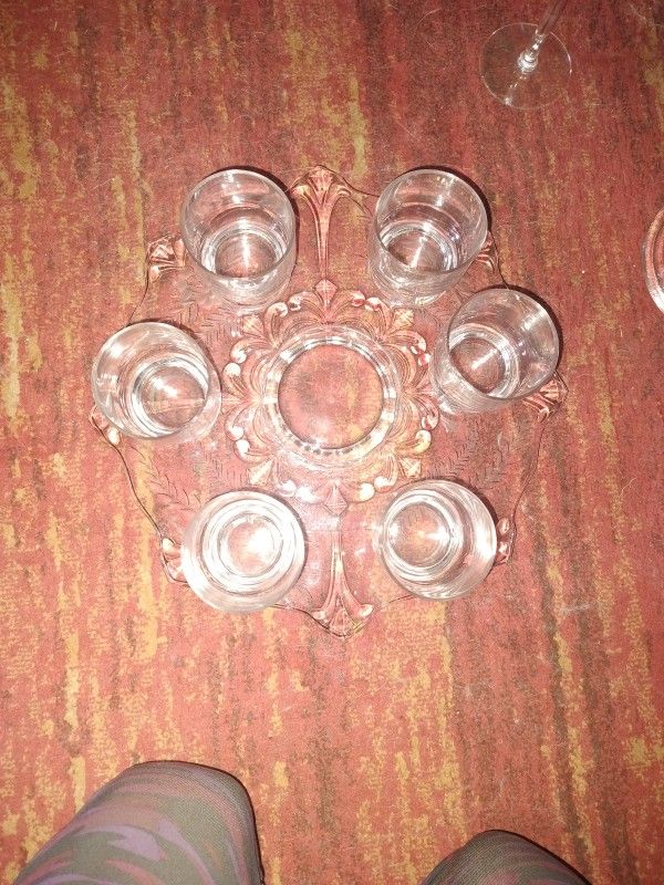 Punch Bowl Cup And Serving Glass Plate