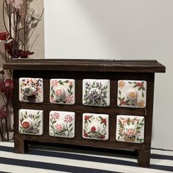 Vintage 6 ceramic drawer spice rack / apothecary/trinket/ Jewelry Box