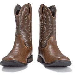 IUV Cowboy Boots For Men Western Boot Durable Embroidered Square Toe