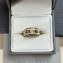 14K Yellow Gold Moissanite / Diamond Men’s Ring 