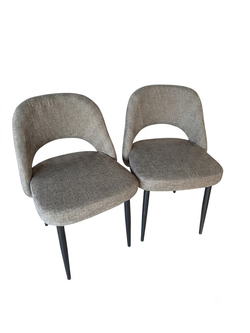 Modern Upholstered Dining Chairs Set of 2 Gray Fabric Black Legs