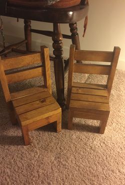 2 wooden handmade small chairs