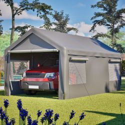 Carport Canopy 10x20 FT Heavy Duty Boat Car Canopy Garage with Removable Sidewalls and Roll-up Ventilated Windows 