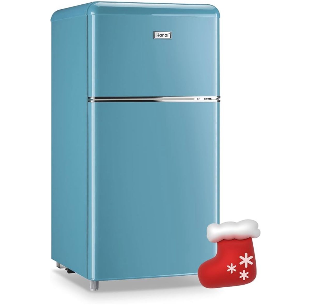 WANAI Compact Refrigerator 3.5Cu.Ft Classic Retro Refrigerator 2 Door Mini Refrigerator Adjustable Remove Glass Shelves Refrigerator Suitable for Dorm