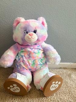 Build-A-Bear Pastel Tie-Dye Cat Plush with Outfit