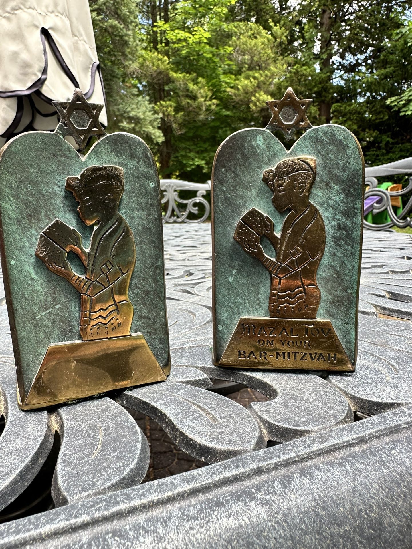 Vintage Brass Judaica Bar Mitzvah Bookends