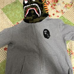 OVO A Bathing Ape Full Zip Grey Hoodie Size L 