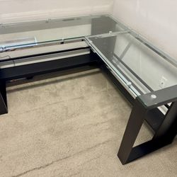 Jasper 60" W L-Shape Corner Glass Desk