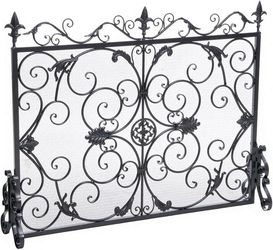 Christopher Knight Home Wilmington Fireplace Screen, Silver Flower On Black
