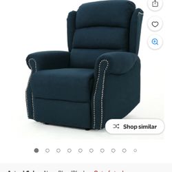 GDF Studio Sorrento Contemporary Fabric Tufted Power Recliner with Nailhead Trim, Navy Blue