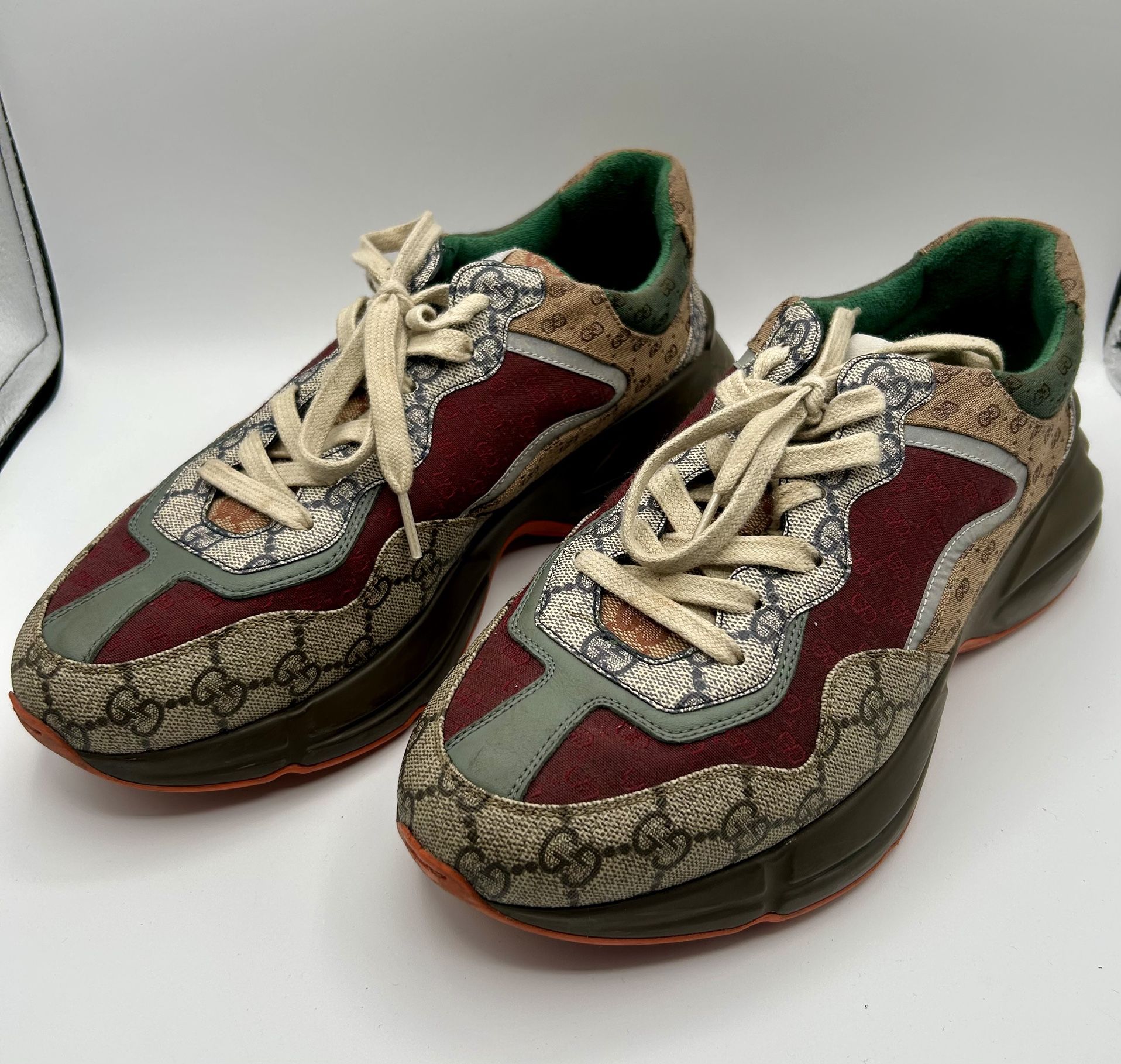 Gucci GG Rhyton Sneaker Multicolor Canvas Men’s Size 8+G US 9 Box & Dust Bags