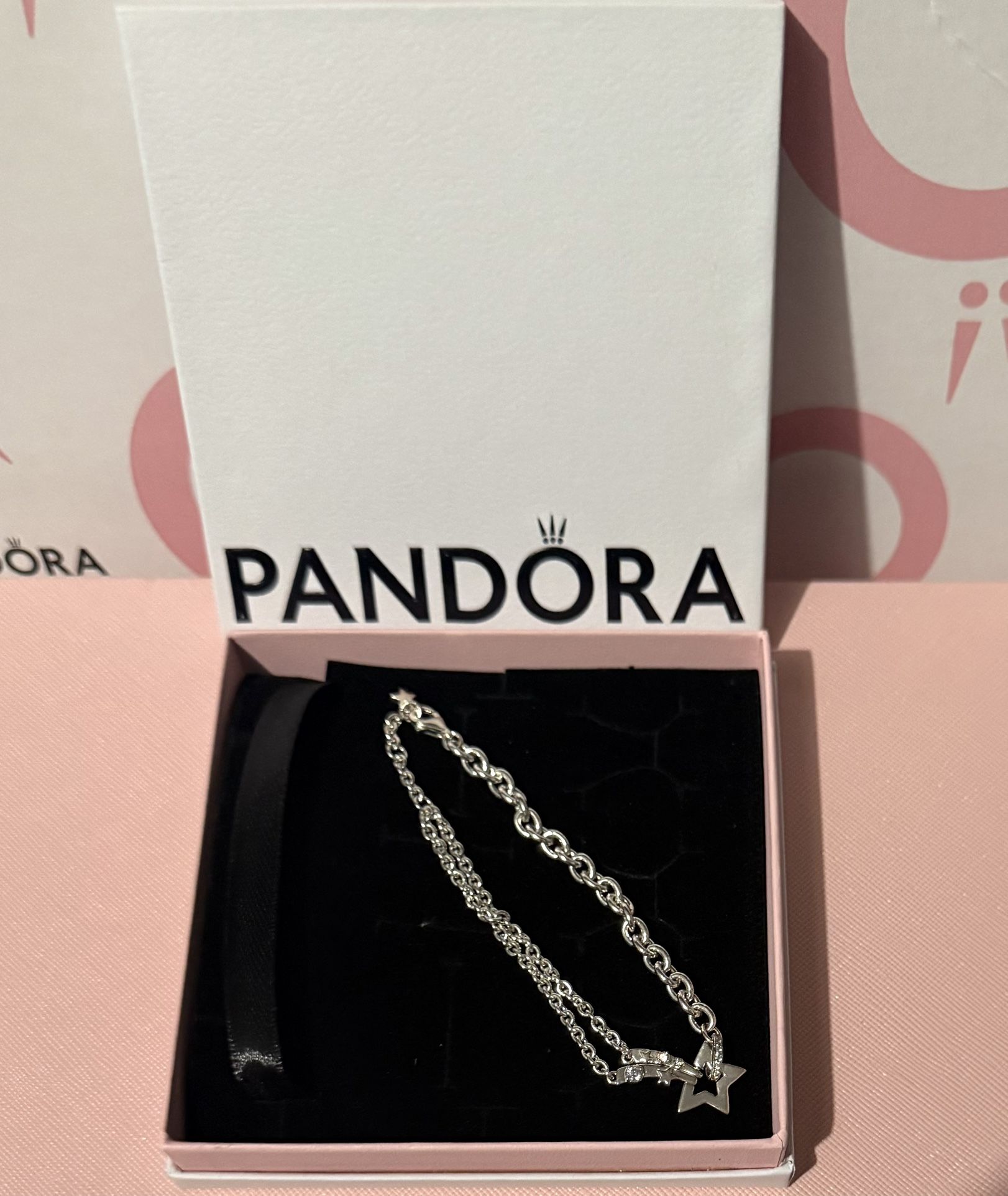New Pandora Shooting Star Double Chain Bracelet 