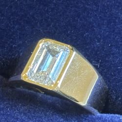 New 3.61 Carat IGI Certified Lab Diamond Men’s 14k Yellow Gold Ring 