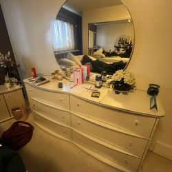 Large White Dresser With Vanity
