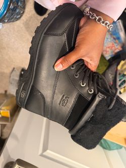 UGG Black Leather Lace-Up Boot