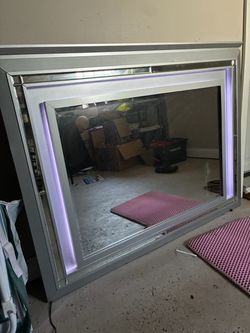Large Decorative Wall Mirror - Silver Frame