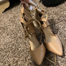 Lace Up Nude Heels