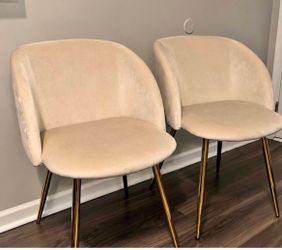 Pair of Accent Chairs and pair of Floor standing Vases