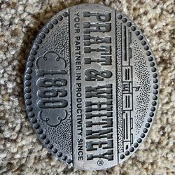 Vintage Pratt & Whitney Promo Belt Buckle American Aerospace Manufacturer