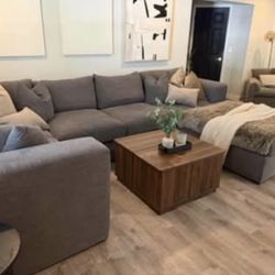 Modern Modular Sectional + Ottoman | Washable Covers | Like New