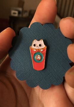 Lucky cat enamel pin