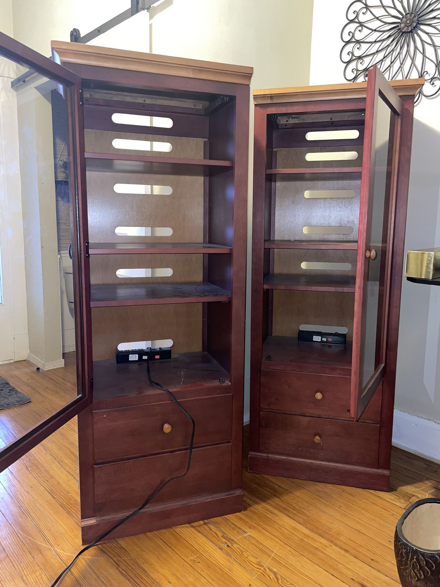 Ethan Allen Cabinets (2) w/Glass Doors