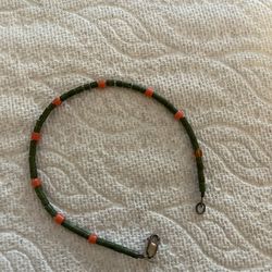 Vintage Turquoise and Coral 7 Inch Bead Bracelet 