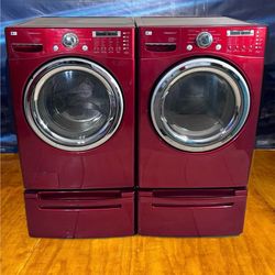 Red LG Washer And Electric Dryer Free deliver and install 6 Month Warranty