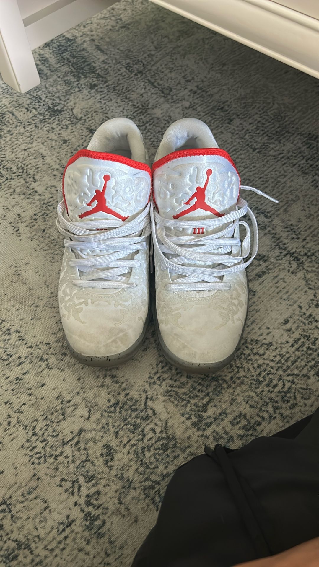 White and red Jordans