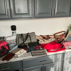 Lot of Coach, Kate Spade, Fossil, and Dooney Bags and Wallets