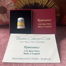 Vintage TCC The Blue Tits Bird Thimble Renaissance Fine Bone China England