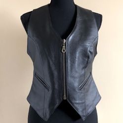 Womens Vintage Easyriders Black Leather Vest Size M