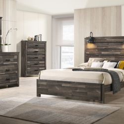 Rustic Style Queen Platform Bedroom Set