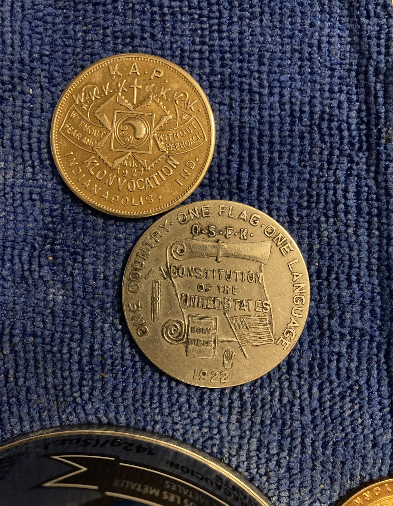 1922/27 KLU KLUX KLAN COINS