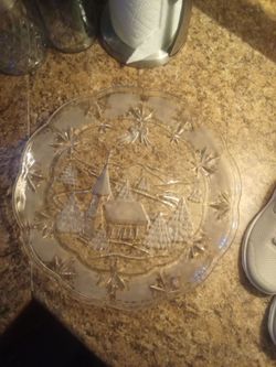 Clear Glass Holiday Serving Plate