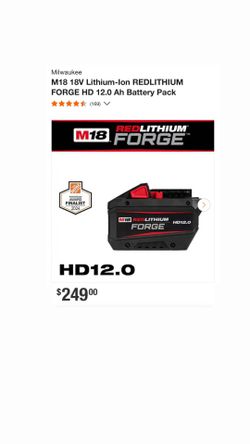 Milwaukee M18 18V Lithium-Ion REDLITHIUM FORGE HD 12.0 Ah Battery Pack