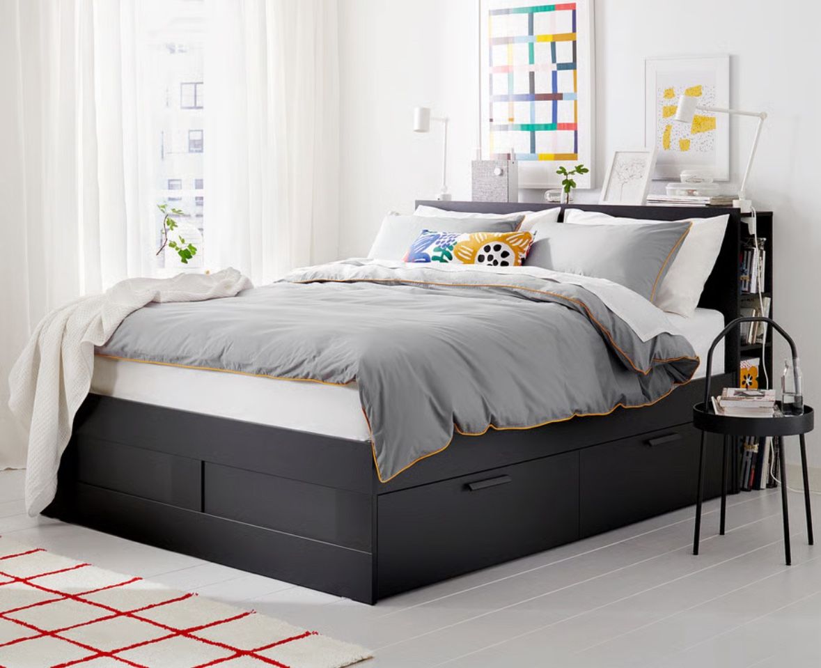 IKEA Brimnes Bed With Storage and headboard