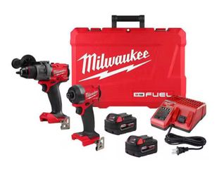 Milwaukee M18 FUEL 18V Lithium-Ion Brushless Cordless Hammer Drill & Impact Driver with 2 Batteries