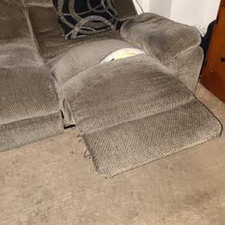 Large Couch Sofa In Good Condition With 2 Recliners 