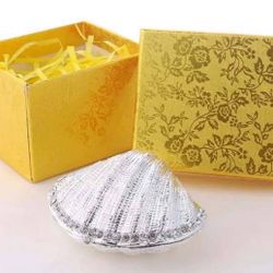 Silver Shell Metal Enamel Jewelry Trinket Box Favor