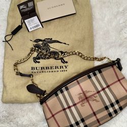 Burberry Checkered Clutch with Gold Chain