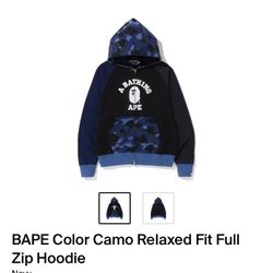 BAPE Color Camo Relaxed Fit Full Zip Hoodie Navy