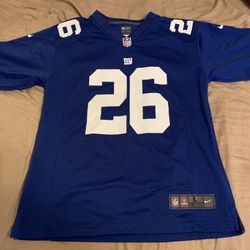 NIKE NFL ON FIELD NEW YORK GIANTS SAQUON BARKLEY JERSEY SIZE YOUTH L (14-16) in excellent condition
