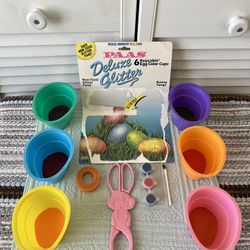 Vintage PAAS Deluxe Glitter Easter Egg Reusable Color Cups Kit New 
