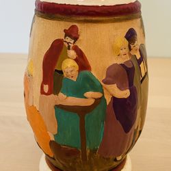 Vintage Ceramic Beer Stein 3D Painted Scenes 7.5” Tall