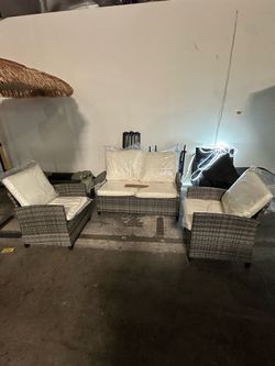 New 3 Pcs Patio Furniture Outdoor Loveseat Chair Conversation Set