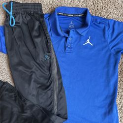 Boys Jordan Blue Shirt Black Joggers 10/12