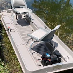 Used Early Generation Pond Prowler Boat + Motor + Accessories 