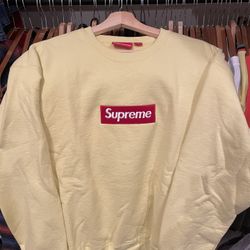 NEW FW22 Supreme Box Logo Pale Yellow Sz M